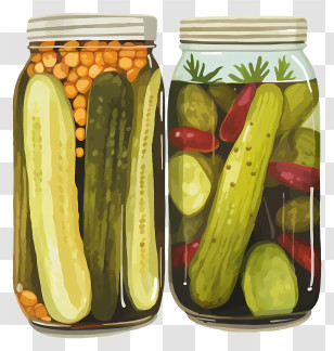 Watercolor Pickles - Jars Of Pickles Transparent PNG