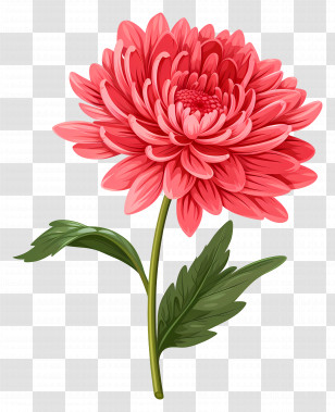 Red Chrysanthemum Flower - Detailed Illustration Of A Red Chrysanthemum Flower Transparent PNG