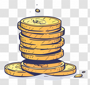 Coins - Stack Of Gold Coins Transparent PNG