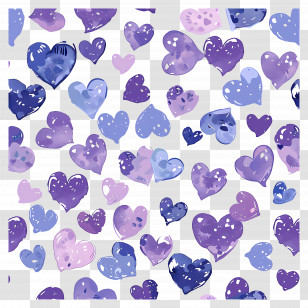 Heart Pattern - Purple Watercolor Hearts Pattern Transparent PNG