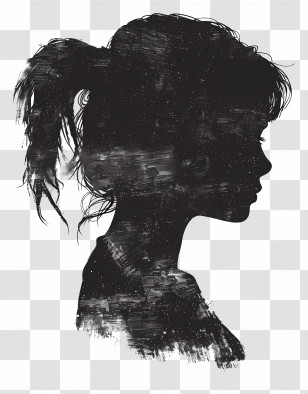 Girl Silhouette - Silhouette Of A Girl In Profile Transparent PNG