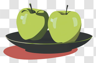 Green Apples - Green Apples Served On A Black Plate Transparent PNG
