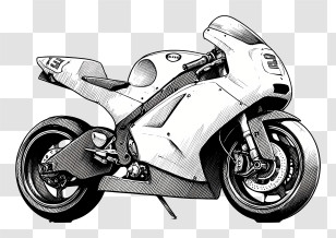 Racing Motorcycle Outline - Racing Motorcycle Sketch Transparent PNG