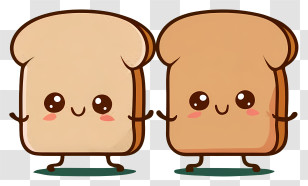 Cartoon - Cute Cartoon Bread Slices With Smiling Faces Transparent PNG