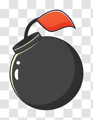 Timer Bomb - Black Bomb With Red Flag Transparent PNG
