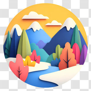 Snow Mountain Scenery - Mountain Landscape With Snow And Trees Transparent PNG