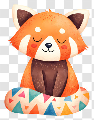 Cute Red Panda - Sleeping Red Fox On Cushion Transparent PNG