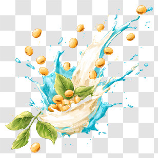 Splash Of Liquid With Seeds And Leaves Transparent PNG