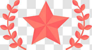 Icon - Red Star Surrounded By Laurel Wreath Transparent PNG
