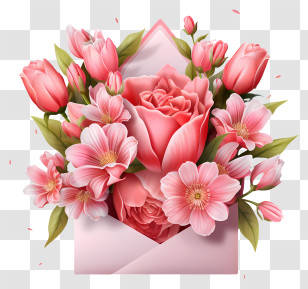 Envelope - Flower Bouquet With Envelope Gift Transparent PNG
