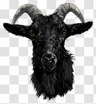 Black Goat - Black Goat With Majestic Horns Transparent PNG