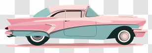 Classic Pink And Blue Car - Classic Pink And Blue Car Illustration Transparent PNG