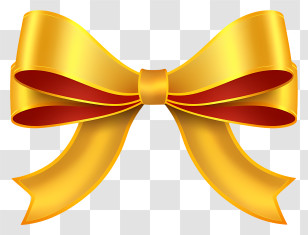 Gold Bow - Golden Bow Ribbon For Gift Decoration Transparent PNG