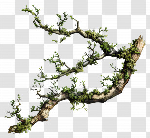 Tree Branch Moss - Tree Branch With Leaves Transparent PNG