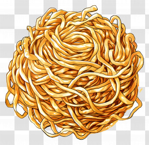 Pile Of Yellow Noodles - Illustration Of A Pile Of Yellow Noodles Transparent PNG