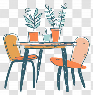 Table And Chairs - Cozy Dining Table With Chairs Transparent PNG