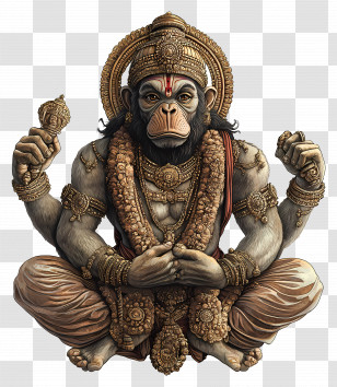 Hanuman - Mythological Monkey Deity Figure In Ornate Design Transparent PNG