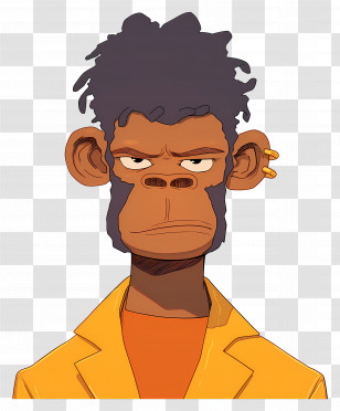 Cartoon Ape - Stylized Cartoon Monkey With Serious Expression Transparent PNG