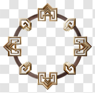 Art Deco Geometric Border - Circular Geometric Frame With Ornate Design Transparent PNG