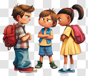 Bullying Prevention - Children Arguing Cartoon Illustration Transparent PNG