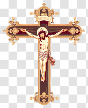 Crucifix - Ornate Wooden Crucifix Illustration Transparent PNG