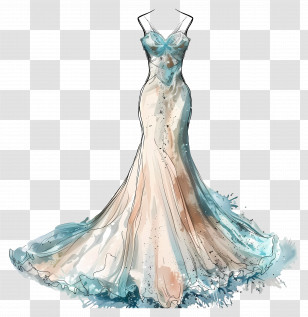 Mermaid Wedding Dress - Elegant Evening Gown Fashion Illustration Transparent PNG