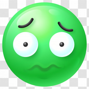 3d Emoji - Green Worried Face Emoji Transparent PNG