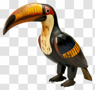 Toucan Bird - Handcrafted Wooden Toucan Sculpture Transparent PNG