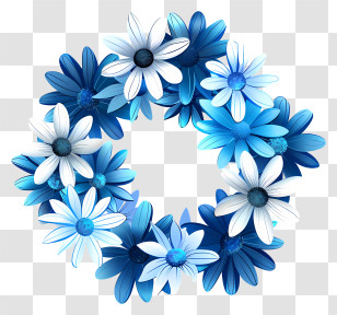 Flowers Circle - Beautiful Blue Flower Wreath Transparent PNG