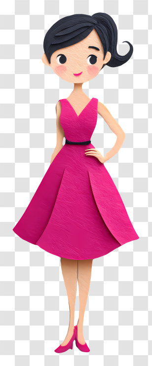 Girl Wearing Pink Dress - Woman In Pink Dress With Stylish Look Transparent PNG
