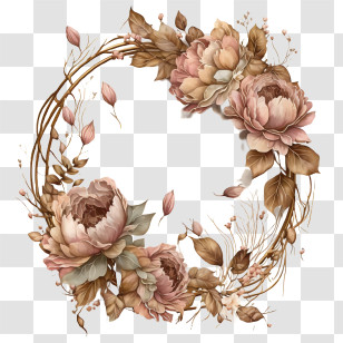 Watercolor Peony
 - Vintage Floral Wreath Illustration Design Transparent PNG