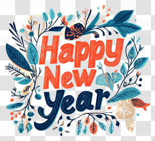Happy New Year - Happy New Year Festive Decoration Design Transparent PNG