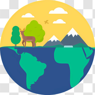 Icon - Green Earth With Nature Elements For Environmental Awareness Transparent PNG