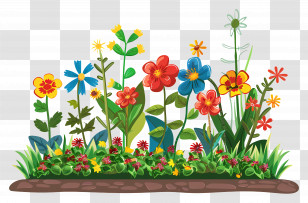 Flower Garden - Colorful Flower Garden Illustration Transparent PNG