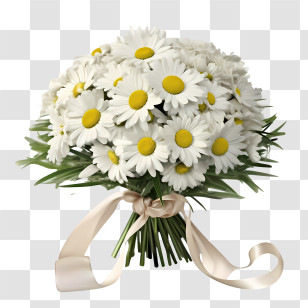 Daisy Flower - Beautiful Daisy Flower Bouquet Tied With Ribbon Transparent PNG