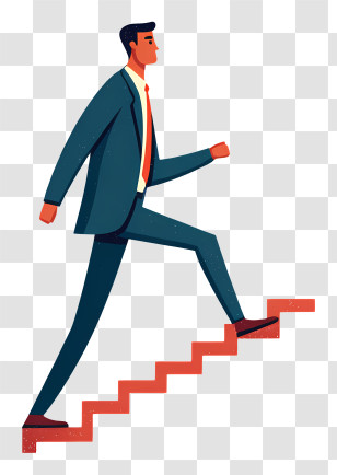 Climbing Stairs To Success - Man Climbing Stairs Illustration Transparent PNG