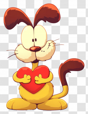 Cartoon Character - Cute Cartoon Dog Holding A Heart Transparent PNG