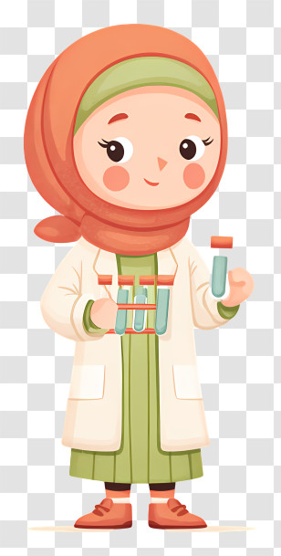 Muslim Woman Doing Pcr Test - Cute Hijab Scientist With Test Tubes Transparent PNG