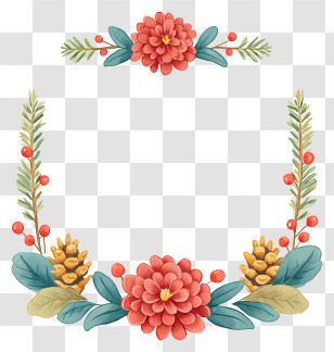Peppermint Pinecone Frame - Floral Pinecone Wreath Frame Transparent PNG