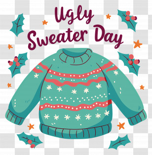 National Ugly Sweater Day - Festive Ugly Sweater For Holiday Season Transparent PNG