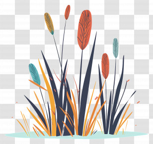 Reeds - Colorful Reeds In Wetland Transparent PNG