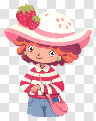 Strawberry Shortcake - Cute Cartoon Girl In Strawberry-Themed Hat And Outfit Transparent PNG