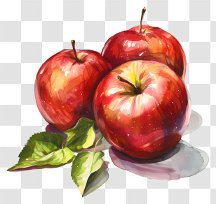 Gala Apples - Illustration Of Red Apples With Leaves Transparent PNG
