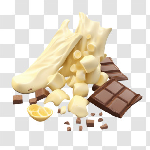 Milk Chocolate - White And Milk Chocolate Pieces With Lemon Detail Transparent PNG