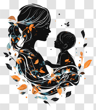 Motherhood - Mother And Child Silhouette Art Transparent PNG