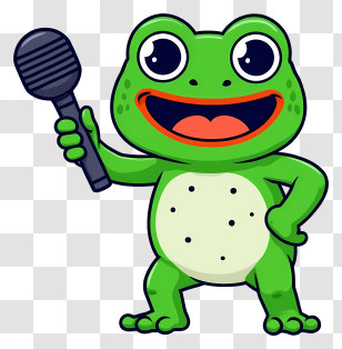 Cartoon Frog - Frog Singing With Microphone Cartoon Transparent PNG