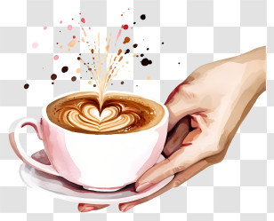 Coffee Cup - Coffee Cup With Heart-Design Latte Art Transparent PNG