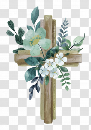 Christian Cross - Floral Decorated Cross Transparent PNG