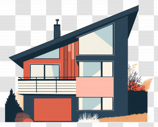 Modern House Illustration - Modern House Architectural Illustration Transparent PNG