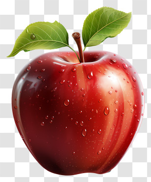 Apple - Red Apple With Dewdrops Transparent PNG